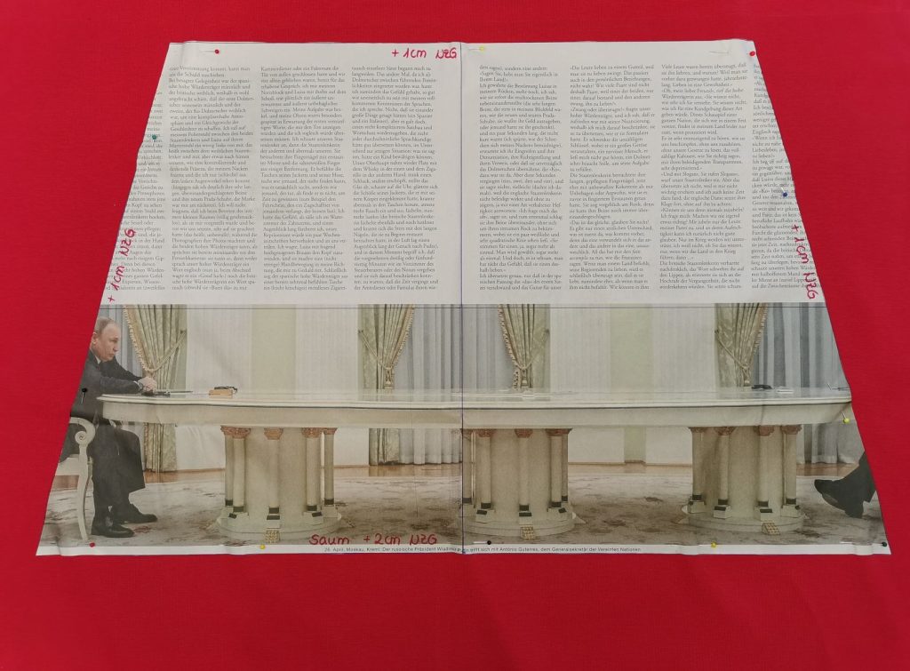 Zuschnitt in doppelter Stofflage